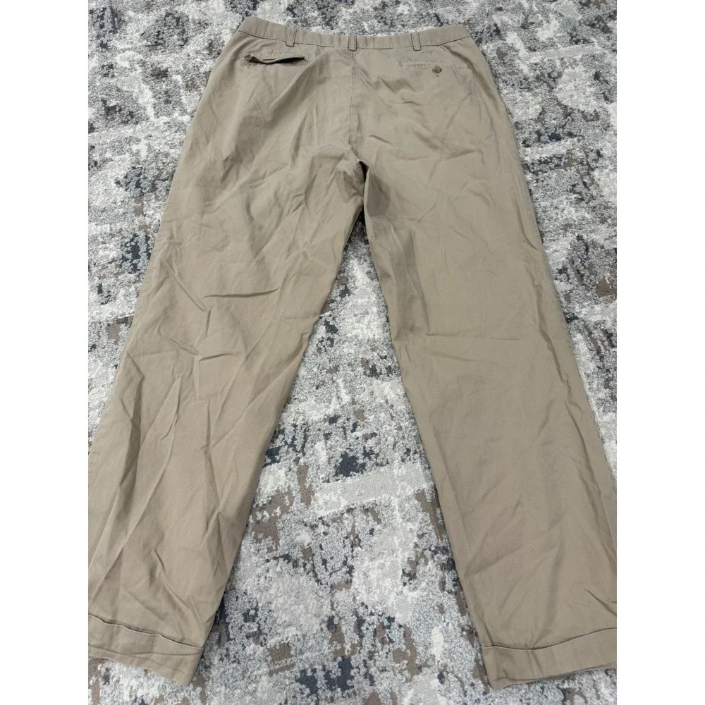 Polo Ralph Lauren Hammond Pant Mens 36x32 Tan Khaki Pleated Cuffed Cotton Chinos